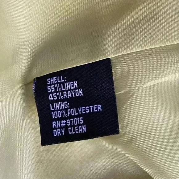 Signature by Larry Levine Olive Linen Cropped 3/4 Sleeve Jacket& Skirt Size 8 - Picture 5 of 9